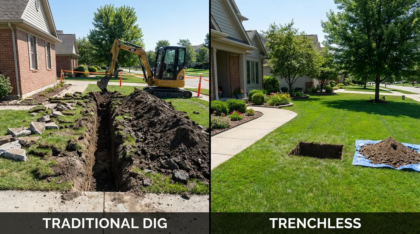 Trenchless sewer repair with minimal yard damage versus traditional excavation in Murfreesboro, NC